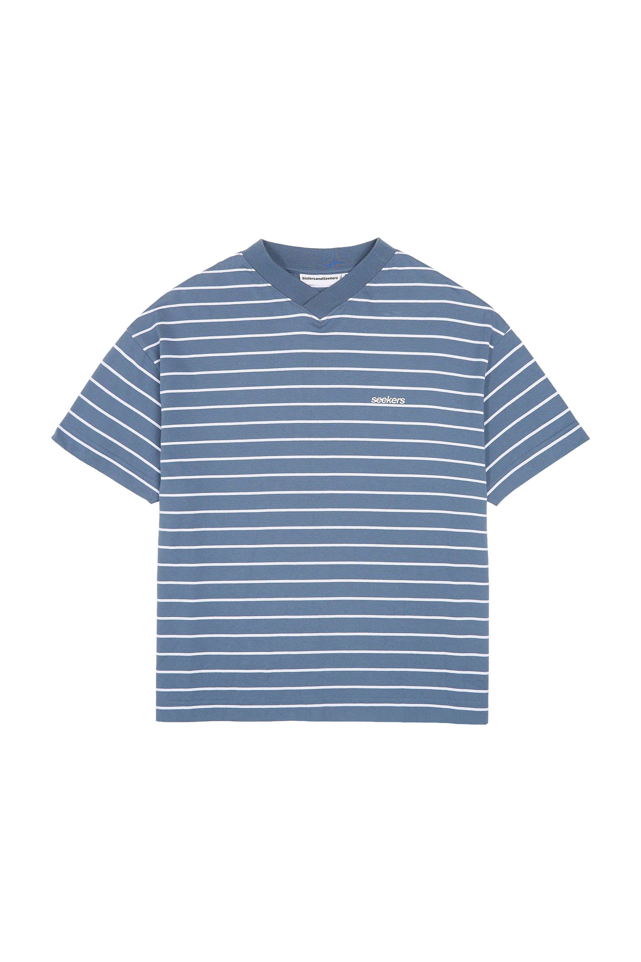 Devon Striped Oversized Tee in Blue Wash